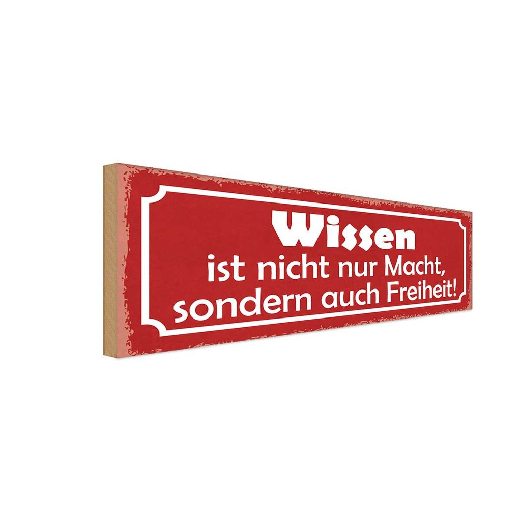 Holzschild 10x27 cm wissen ist nicht nur Macht Dekoration