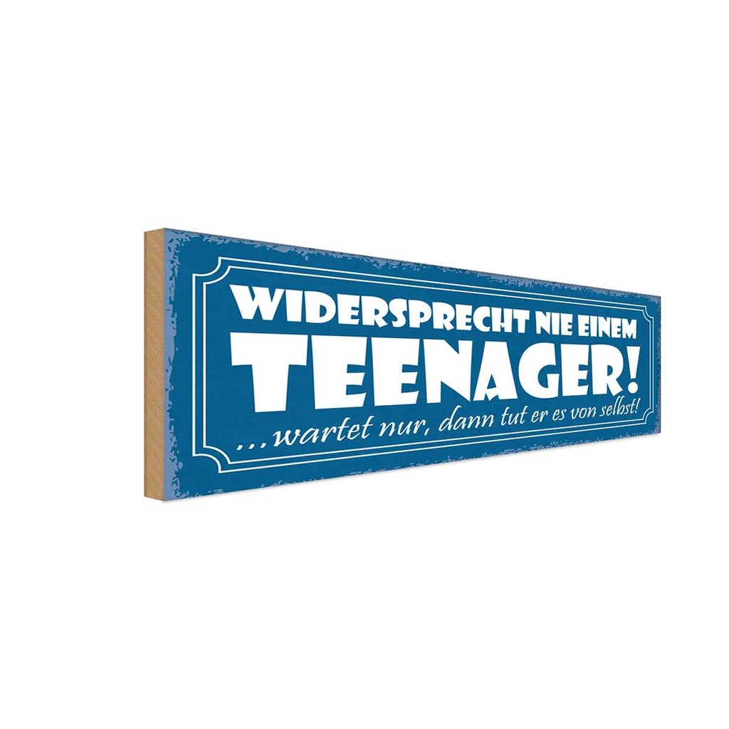 Holzschild 10x27 cm widersprecht nie einem Teenager Spruch Zitat