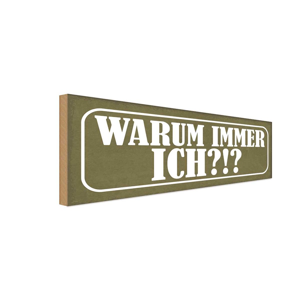 Holzschild 10x27 cm warum immer ich Dekoration