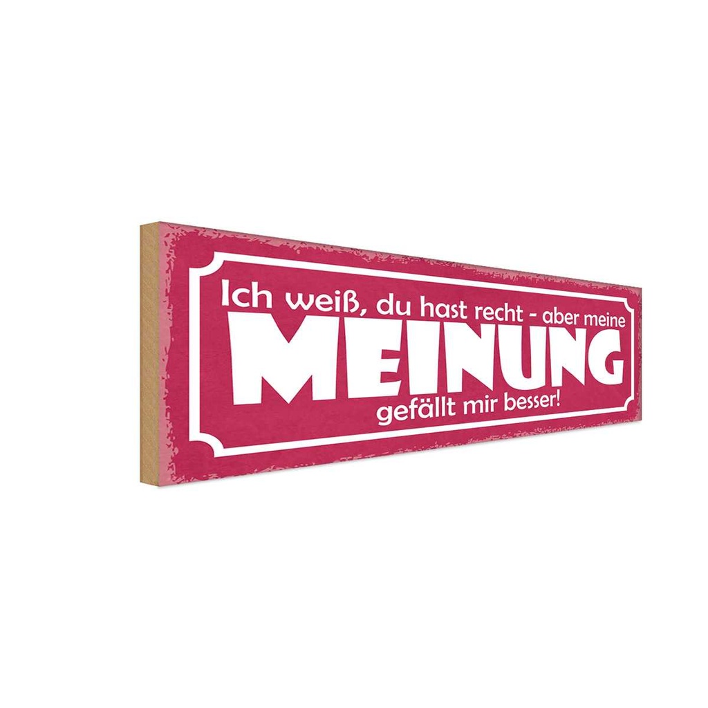 Holzschild 10x27 cm du hast recht aber meine Meinung Spruch Zitat