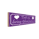 Holzschild 10x27 cm Tritt ein bring Glück herein Dekoration