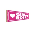 Holzschild 10x27 cm Girl Boss pink Herz Männer Frauen