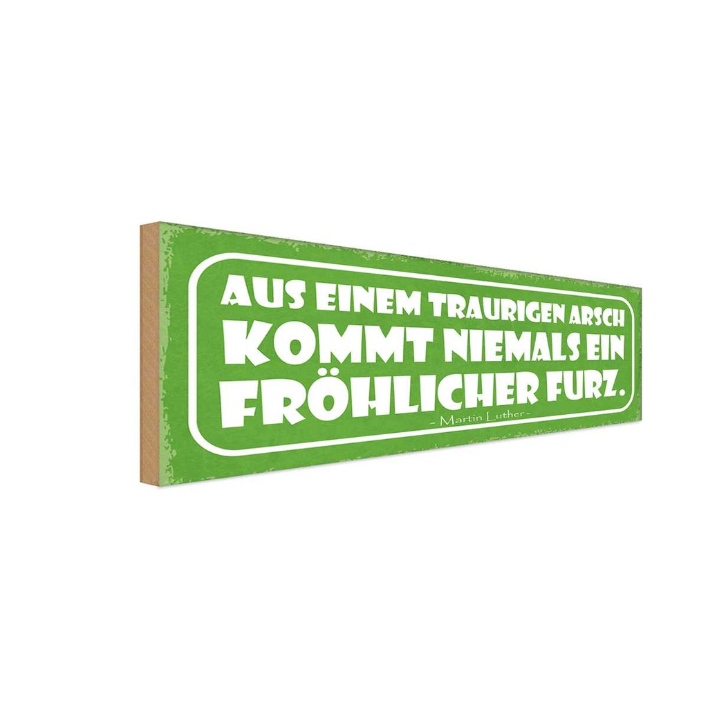 Holzschild 10x27 cm aus traurigem Arsch kommt nie Dekoration