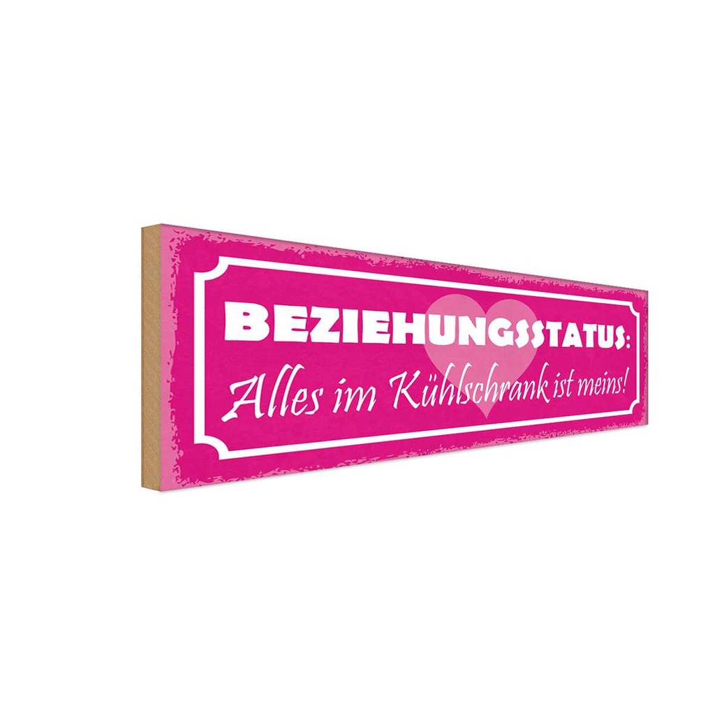 Holzschild 10x27 cm Beziehungsstatus Kühlschrank Geschenk