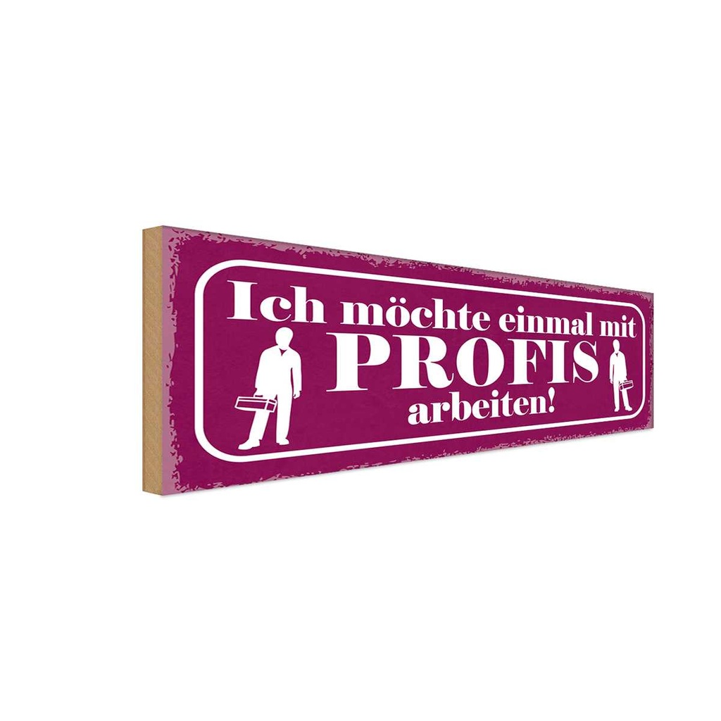 Holzschild 10x27 cm ich möchte mit Profis arbeiten Dekoration