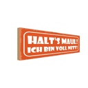 Holzschild 10x27 cm halt`s Maul ich bin voll nett Dekoration