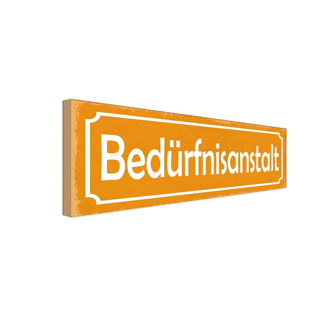 Holzschild 10x27 cm Bedürfnisanstalt WC Toiletten Geschenk