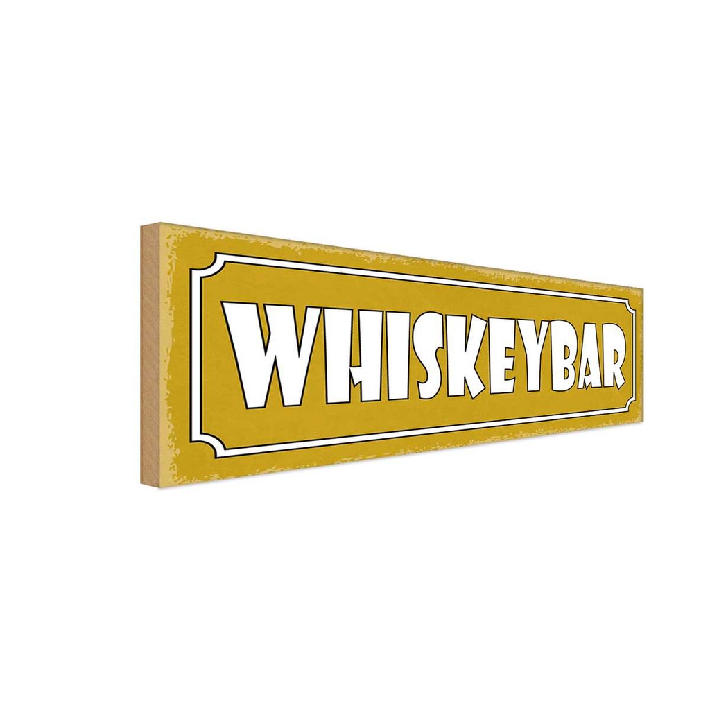 Holzschild 10x27 cm Whiskeybar Alkohol Essen Trinken
