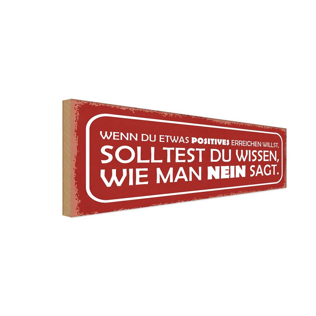 Holzschild 10x27 cm sollst wissen wie man NEIN sagt Spruch Zitat