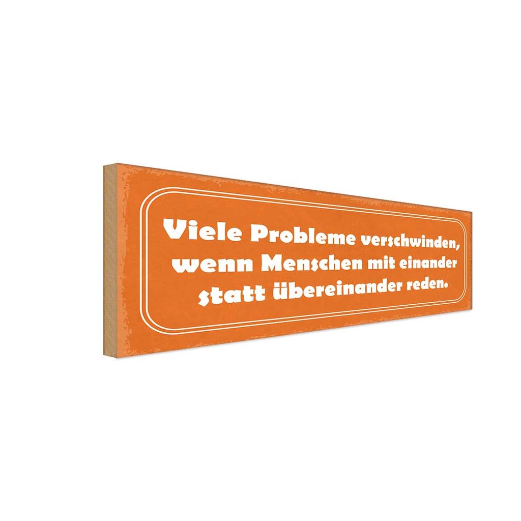Holzschild 10x27 cm viele Probleme verschwinden wenn Spruch Zitat