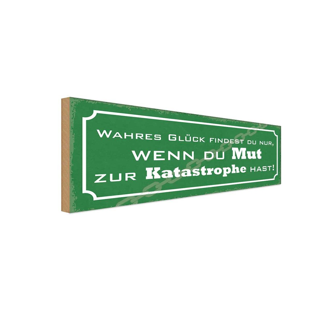 Holzschild 10x27 cm wahres Glück wenn du Mut hast Dekoration