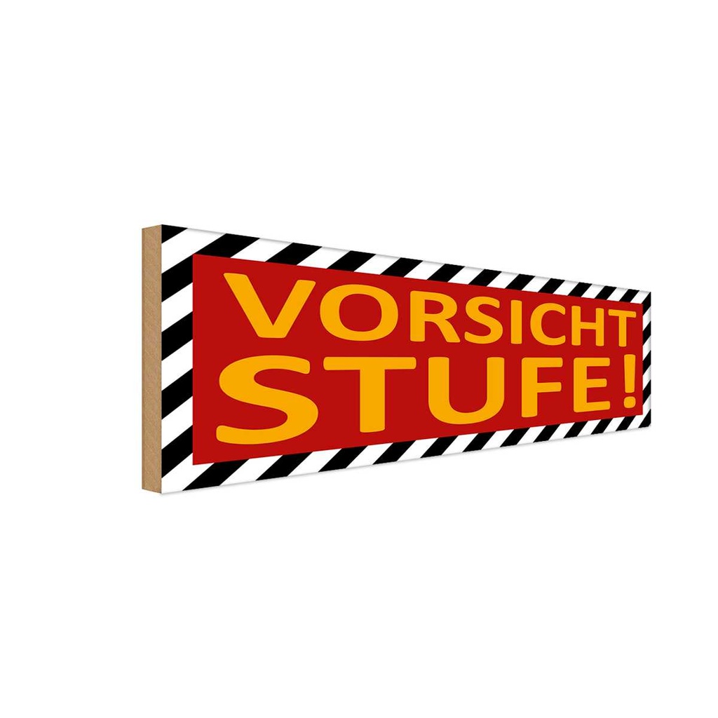 Holzschild 10x27 cm Vorsicht Stufe Warnschild Hinweisschild