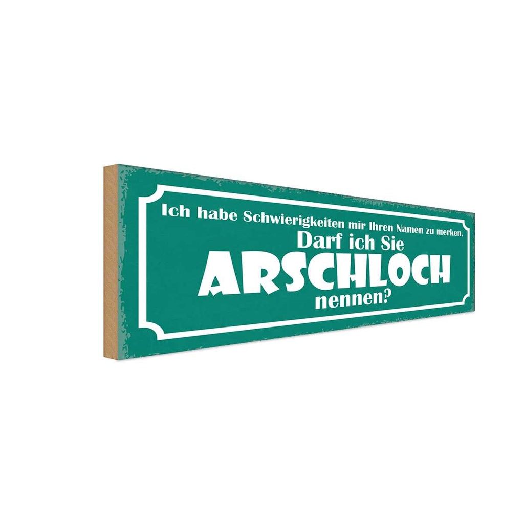 Holzschild 10x27 cm darf ich Sie Arschloch nennen Dekoration