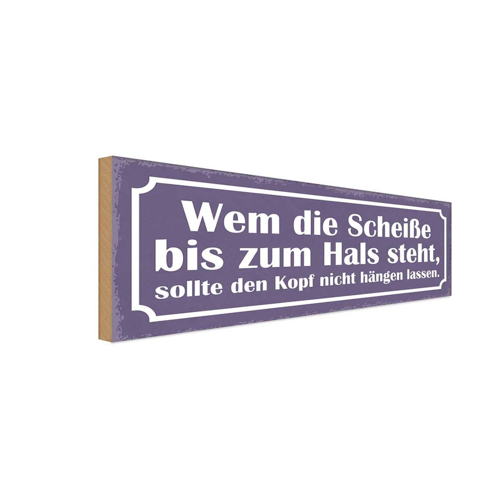 Holzschild 10x27 cm Wem Scheiße bis zum Hals steht Dekoration
