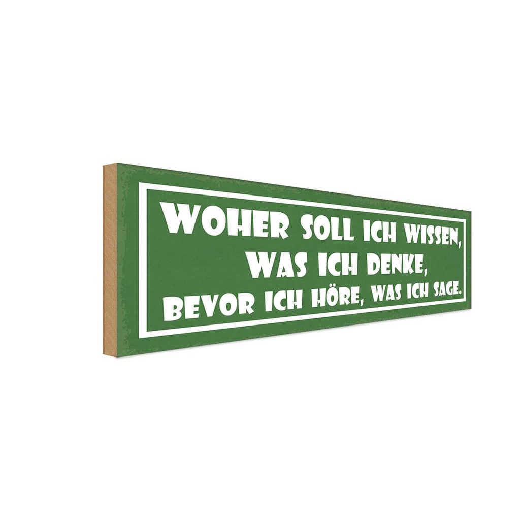 Holzschild 10x27 cm woher soll ich wissen was denke Spruch Zitat