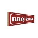 Holzschild 10x27 cm BBQ Zone Grill Fleisch Essen Trinken