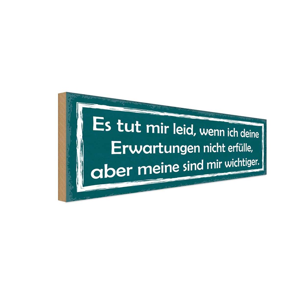 Holzschild 10x27 cm deine Erwartungen nicht erfülle Spruch Zitat