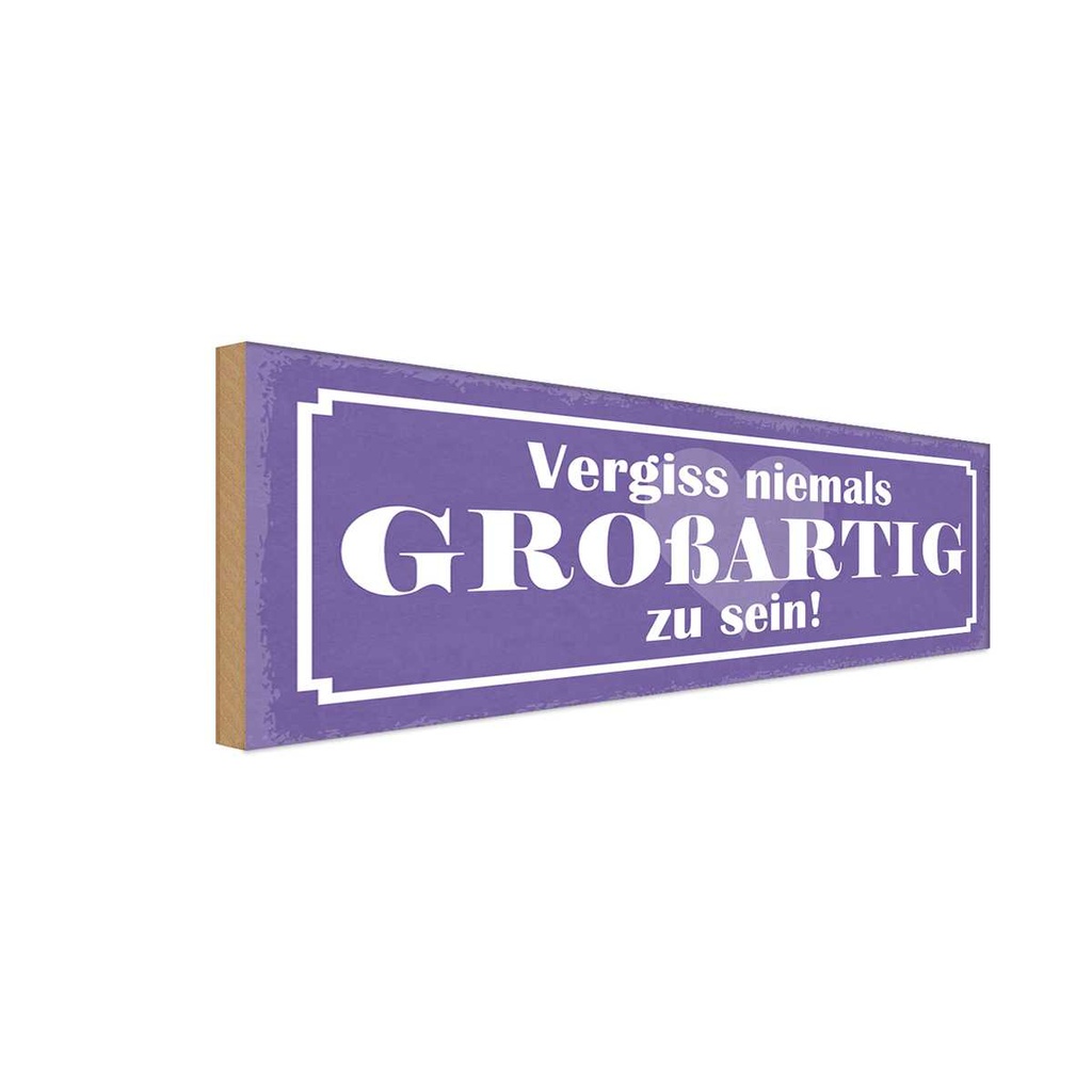 Holzschild 10x27 cm vergiss nie GROßARTIG zu sein Dekoration