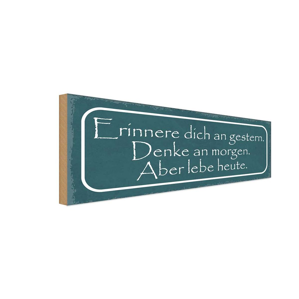 Holzschild 10x27 cm erinnere an gestern denke Dekoration