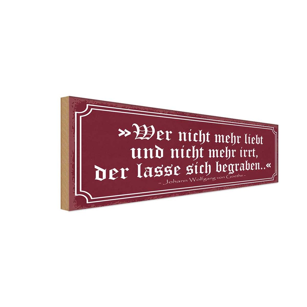 Holzschild 10x27 cm wer nicht mehr liebt und irrt Dekoration