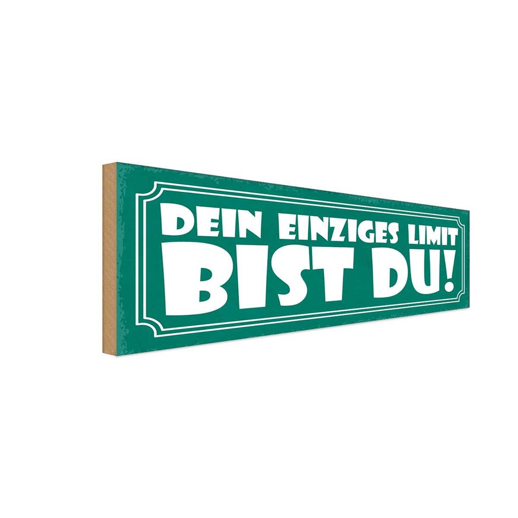 Holzschild 10x27 cm dein einziges Limit bist Du Dekoration