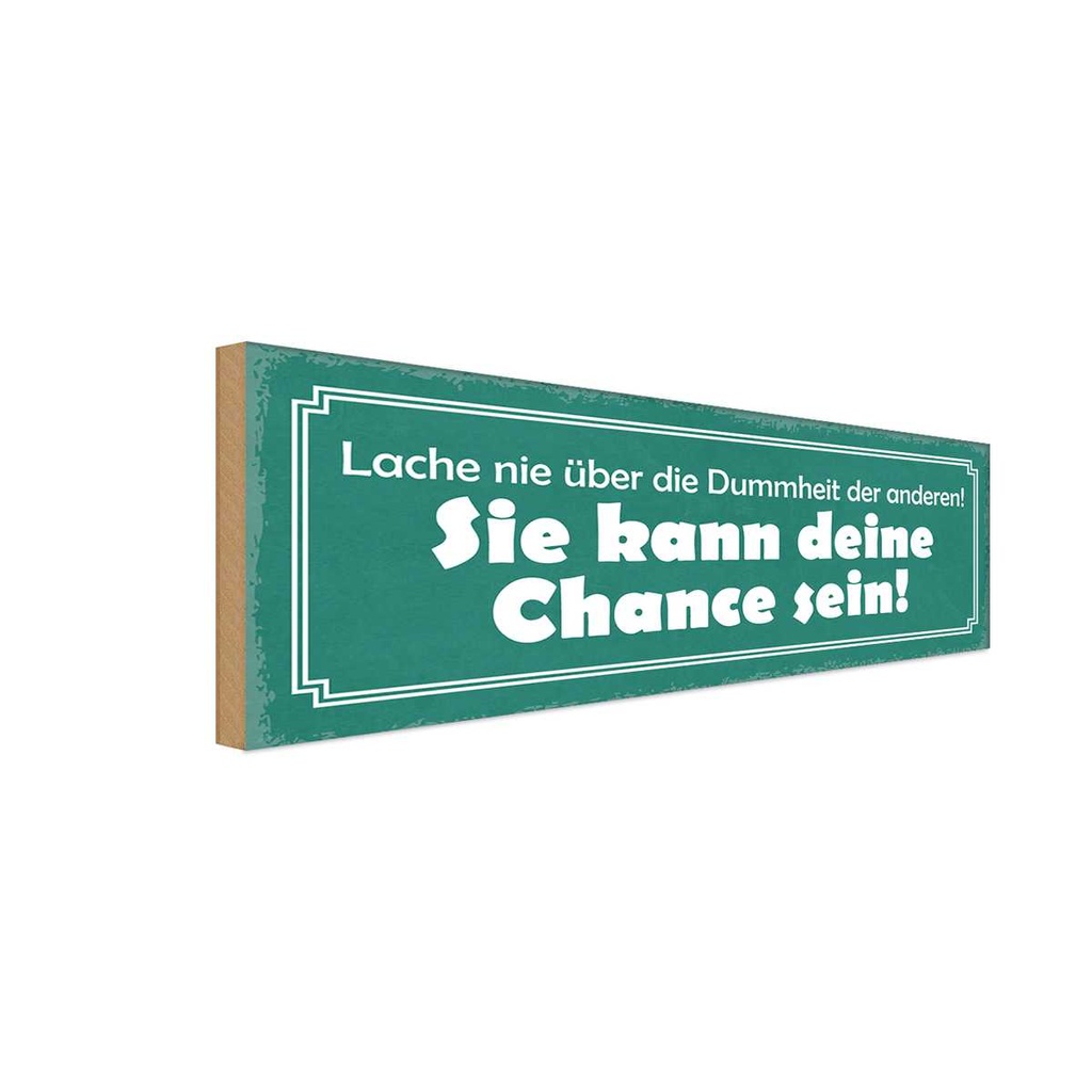 Holzschild 10x27 cm lache nie über die Dummheit der Spruch Zitat