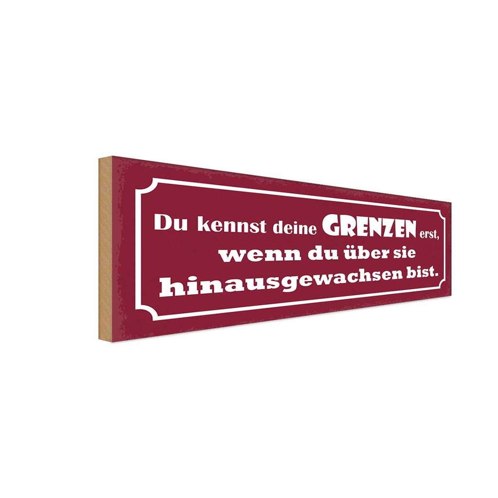 Holzschild 10x27 cm kennst deine Grenzen erst wenn Dekoration