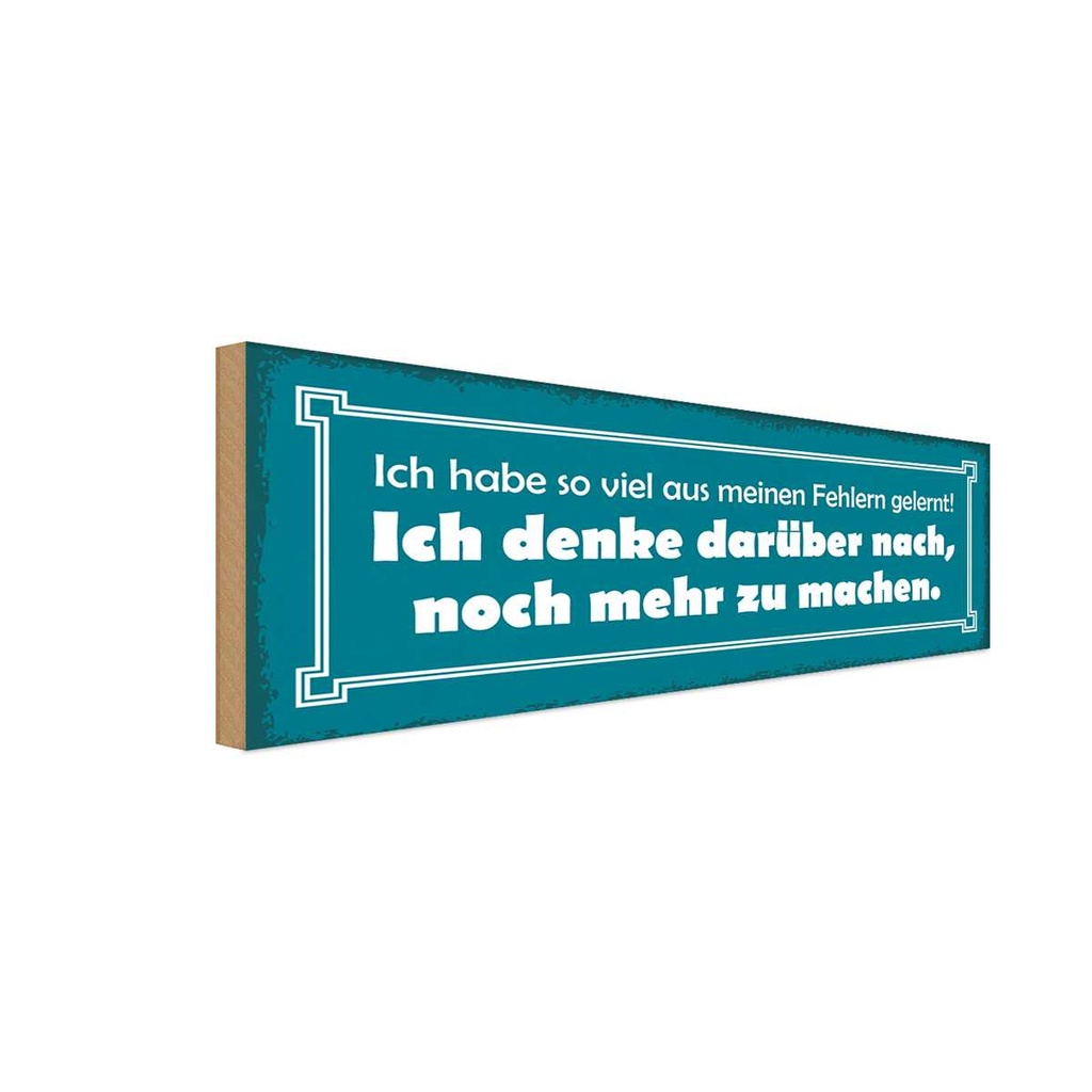 Holzschild 10x27 cm ich so viel aus Fehlern gelernt Spruch Zitat