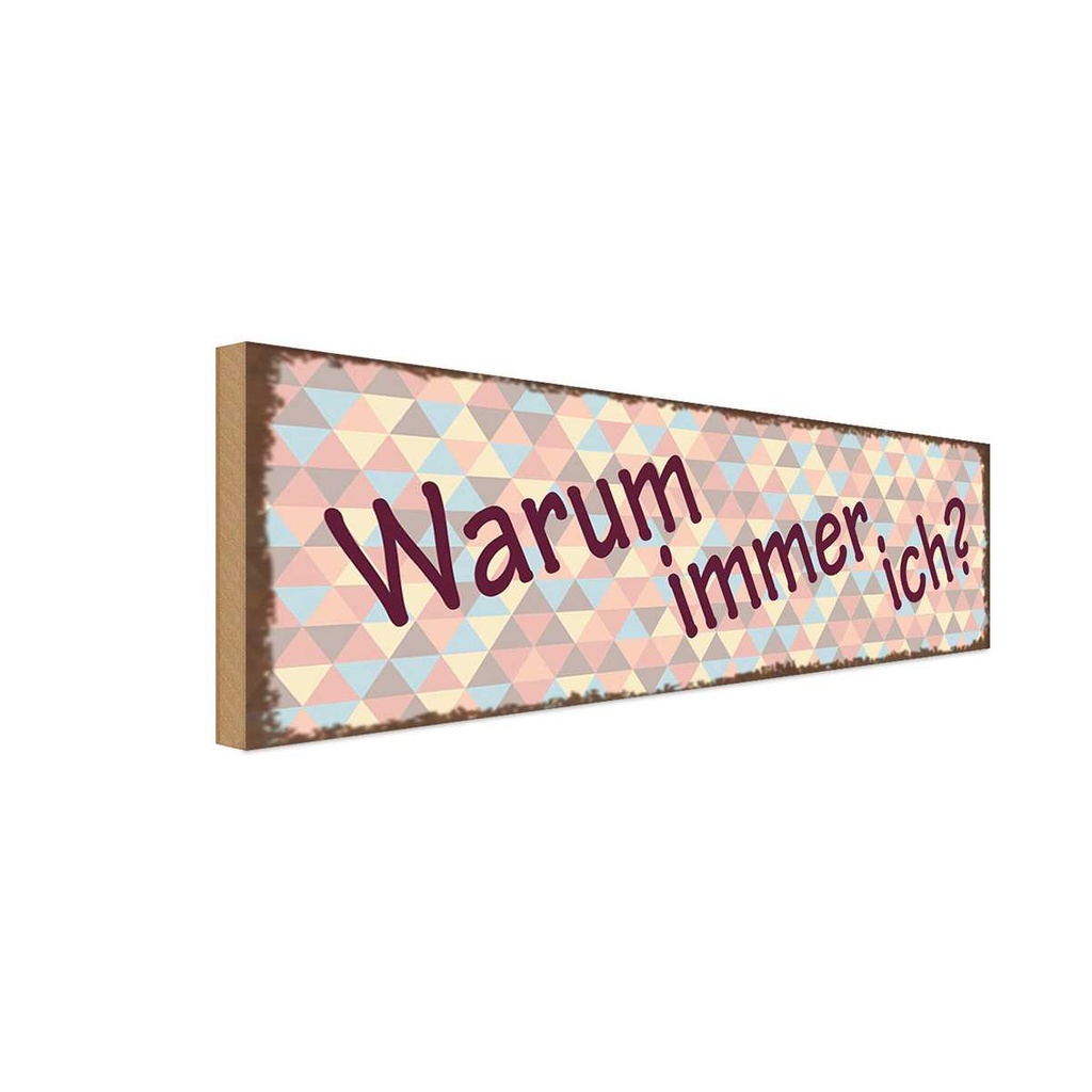 Holzschild 10x27 cm warum immer ich Dekoration