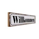 Holzschild 10x27 cm Willkommen Dekoration