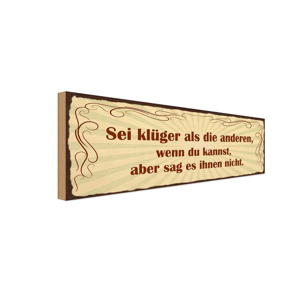 Holzschild 10x27 cm Sei klüger aber sag es nicht Dekoration