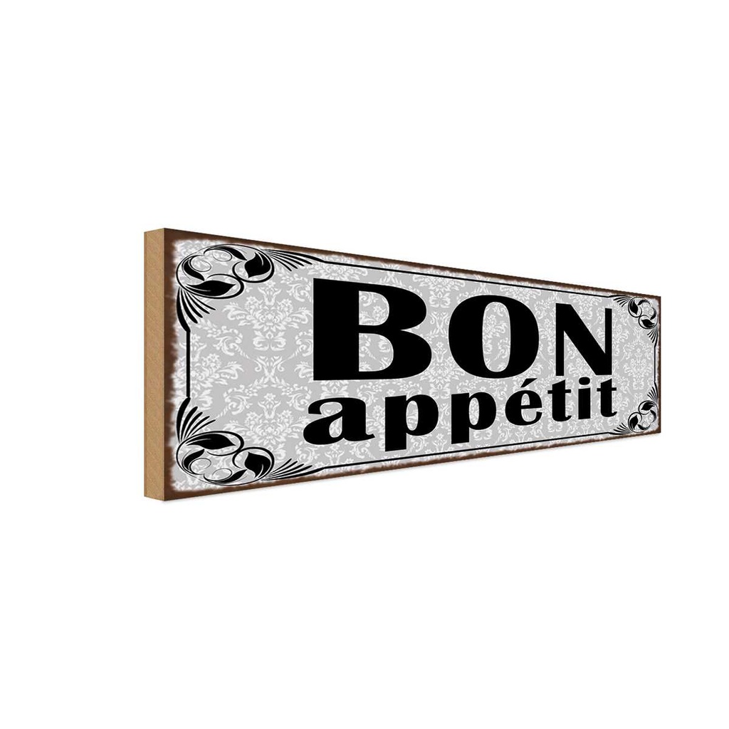 Holzschild 10x27 cm Bon appetit Essen Trinken