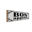 Holzschild 10x27 cm Bon appetit Essen Trinken