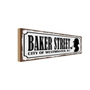 Holzschild 10x27 cm Baker streeet city Westminster