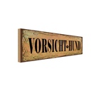Holzschild 10x27 cm Vorsicht Hund Tier Haustier