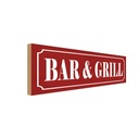 Holzschild 10x27 cm Bar & Grill Essen Trinken