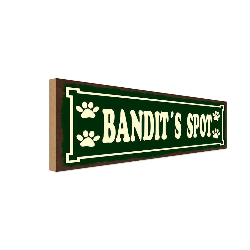 Holzschild 10x27 cm Tiere Bandit`s spot Tier Haustier