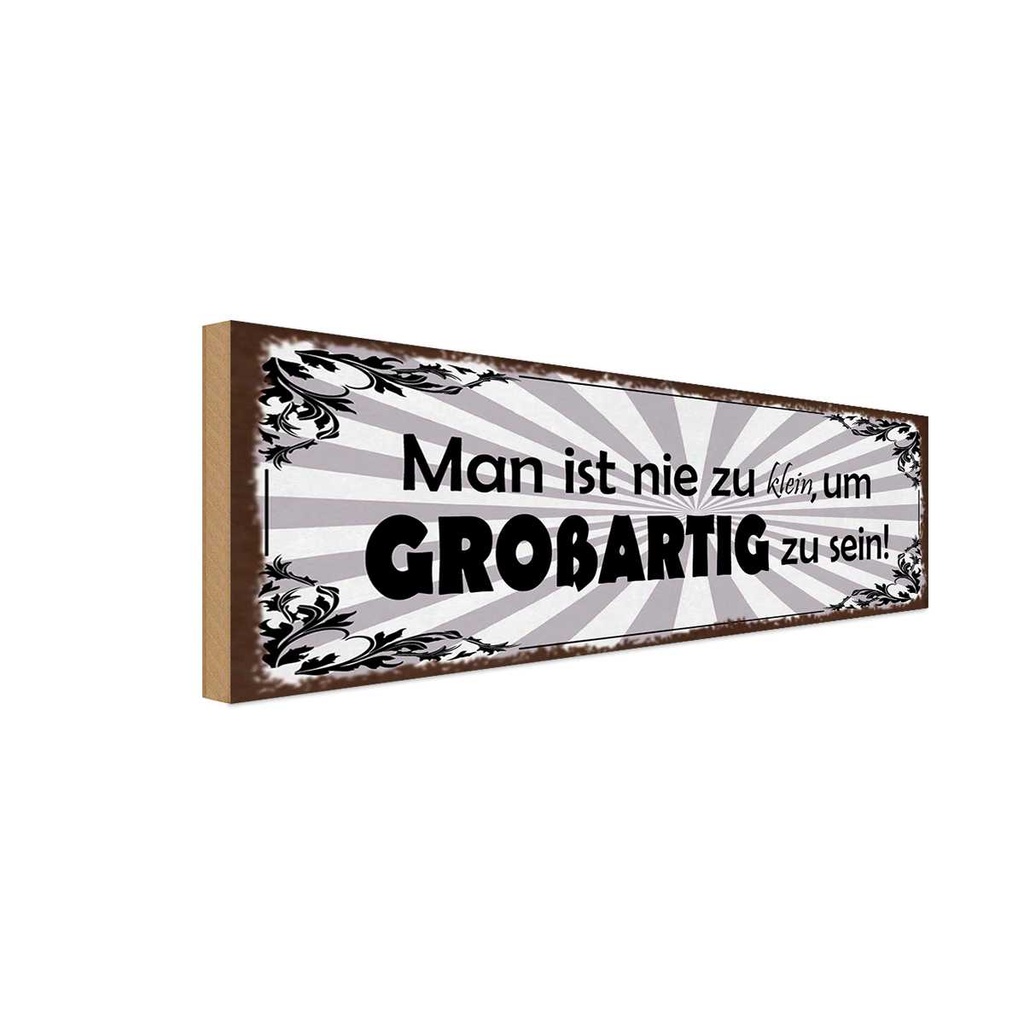 Holzschild 10x27 cm nie zu klein um großartig sein Spruch Zitat
