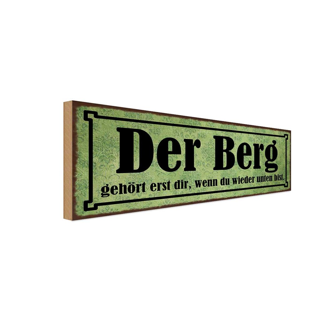 Holzschild 10x27 cm Berg erst dir wenn du unten bist