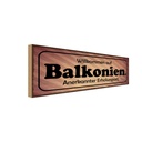 Holzschild 10x27 cm Willkommen auf Balkonien Dekoration