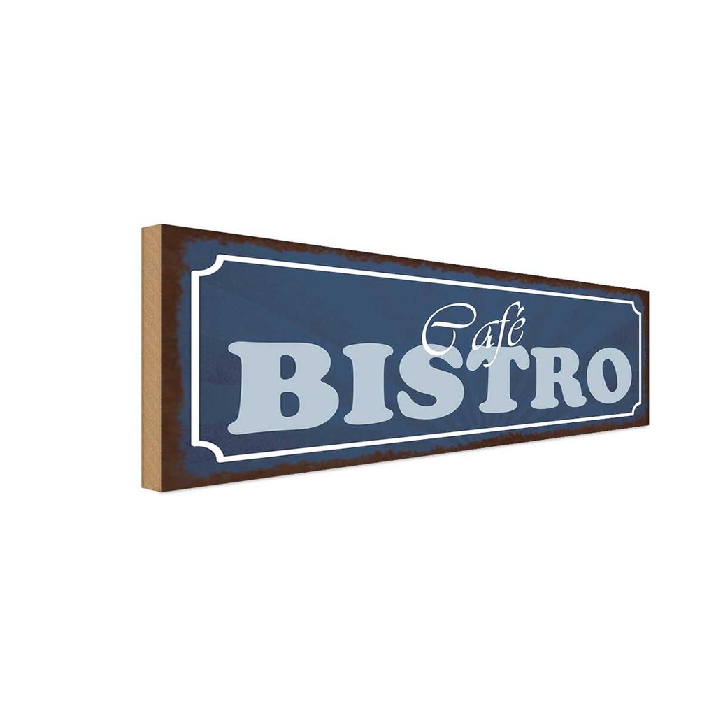 Holzschild 10x27 cm Cafe Bistro Essen Trinken