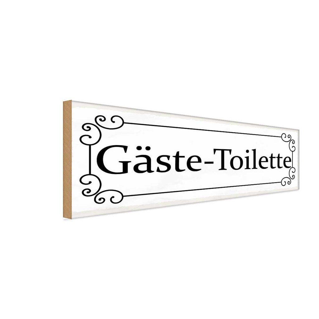 Holzschild 10x27 cm Gäste-Toilette Geschenk