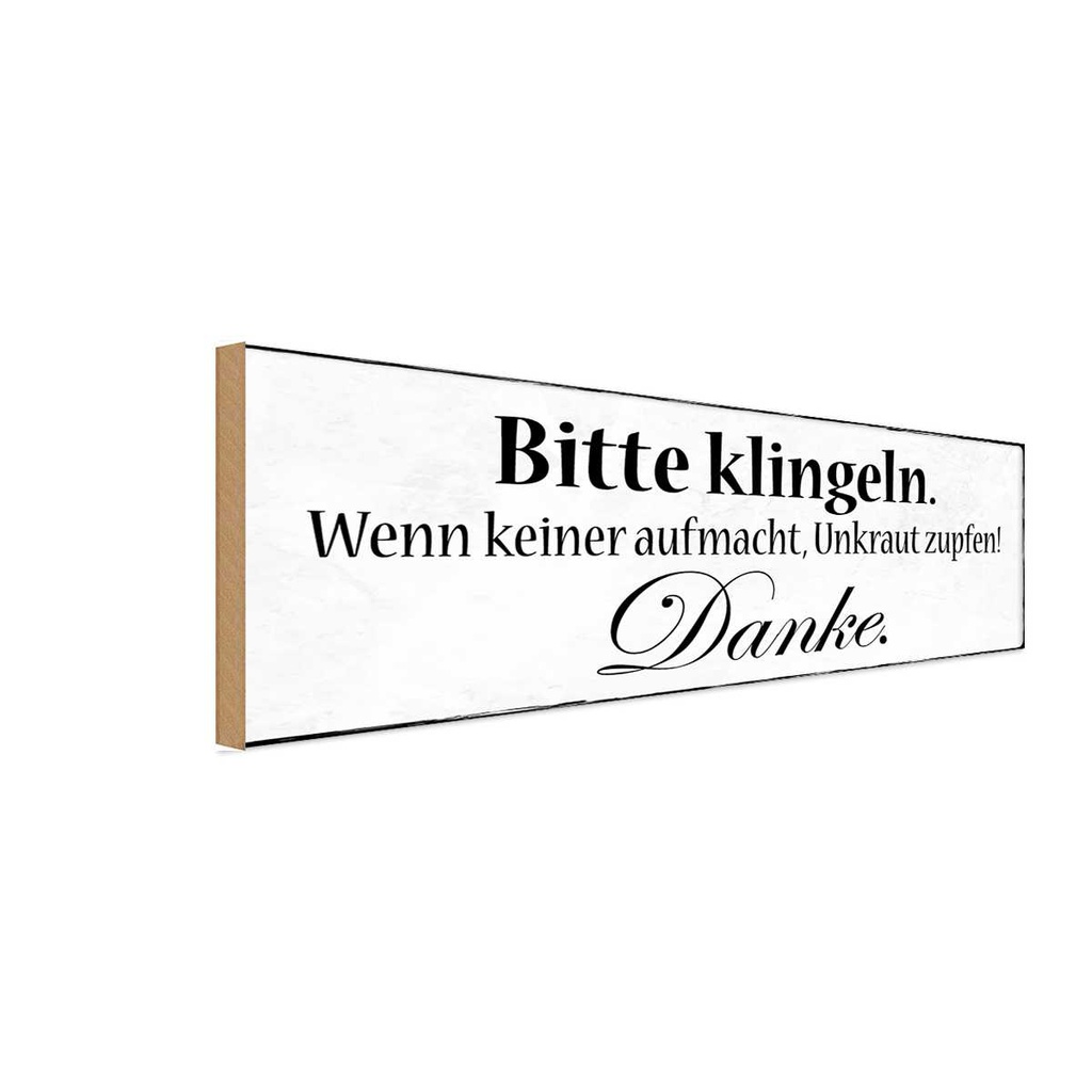 Holzschild 10x27 cm bitte klingeln keiner aufmacht