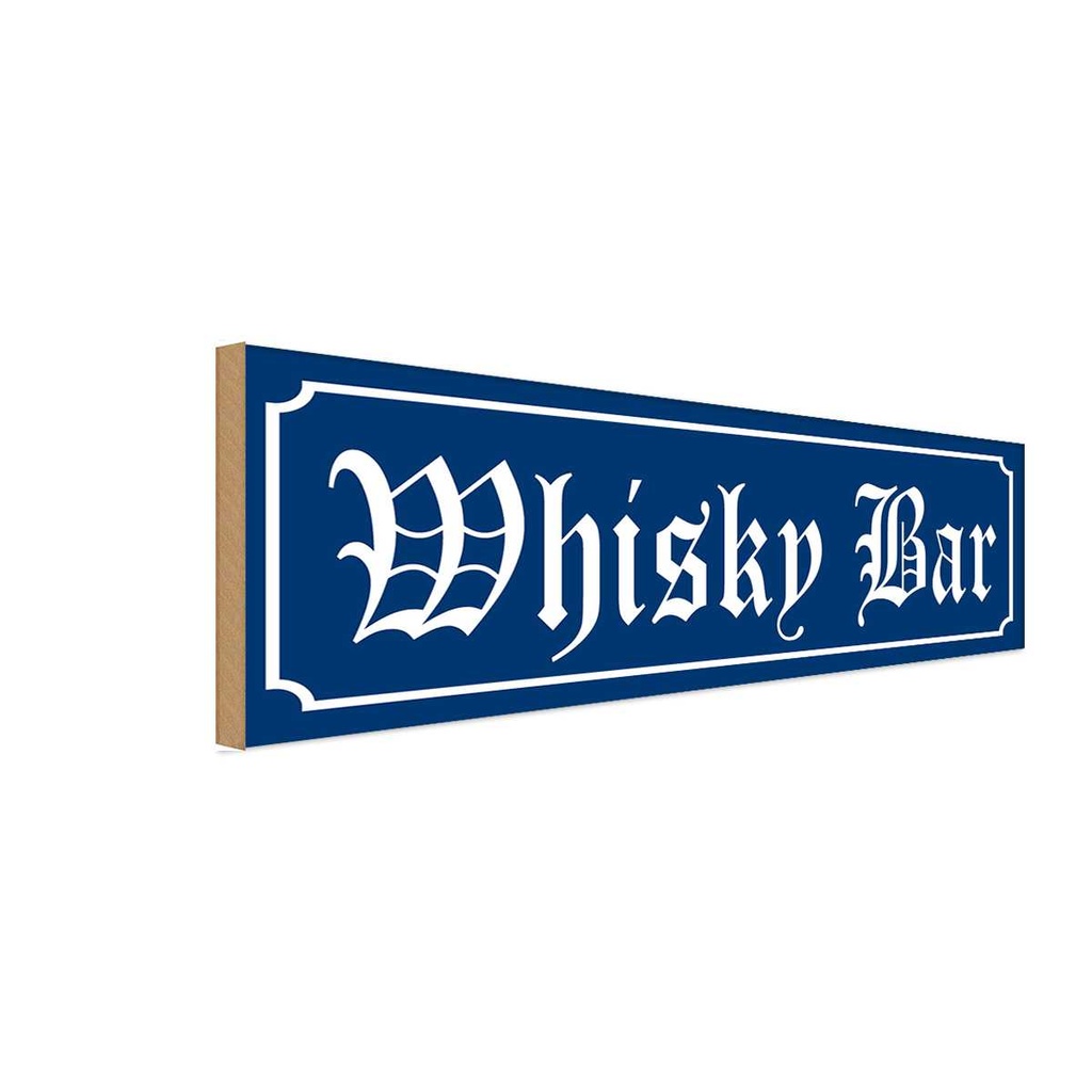 Holzschild 10x27 cm Whisky Bar Alkohol Essen Trinken