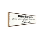 Holzschild 10x27 cm bitte klingeln keiner aufmacht