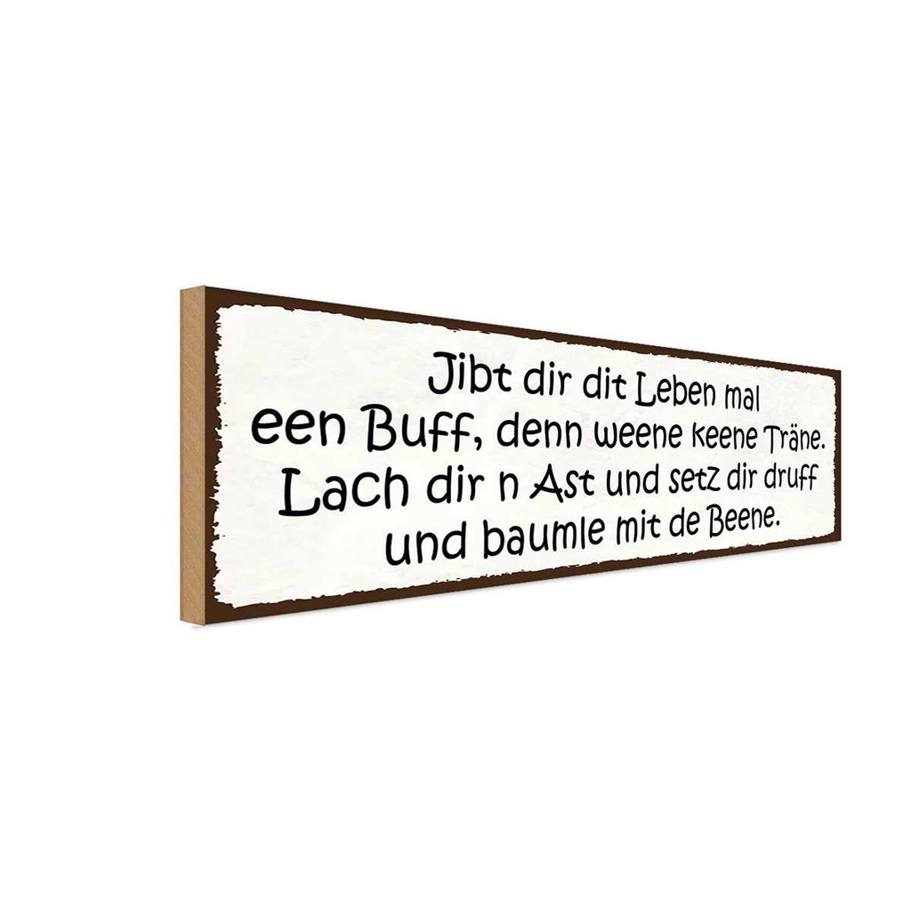 Holzschild 10x27 cm jibt dir dit leben mal nen buff Spruch Zitat