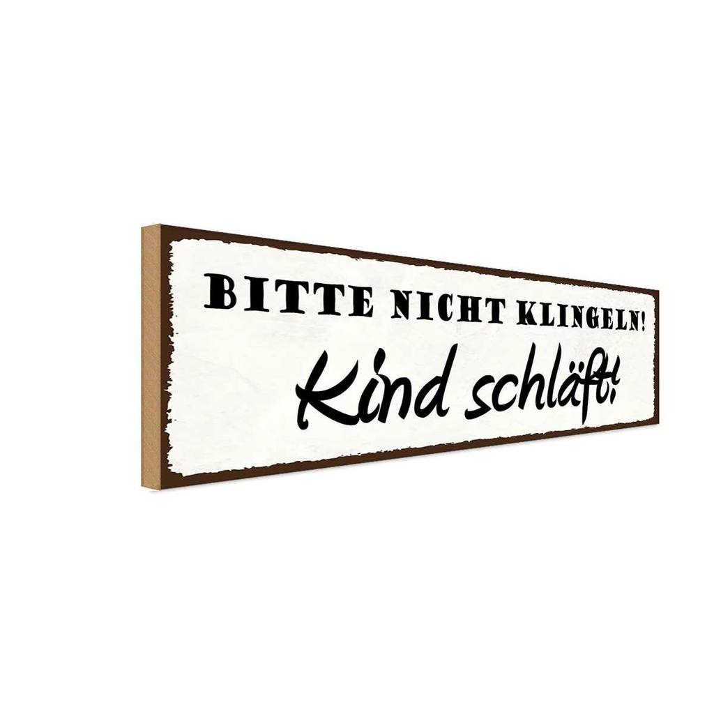 Holzschild 10x27 cm nicht klingeln Kind schläft Kids Kinder Teens