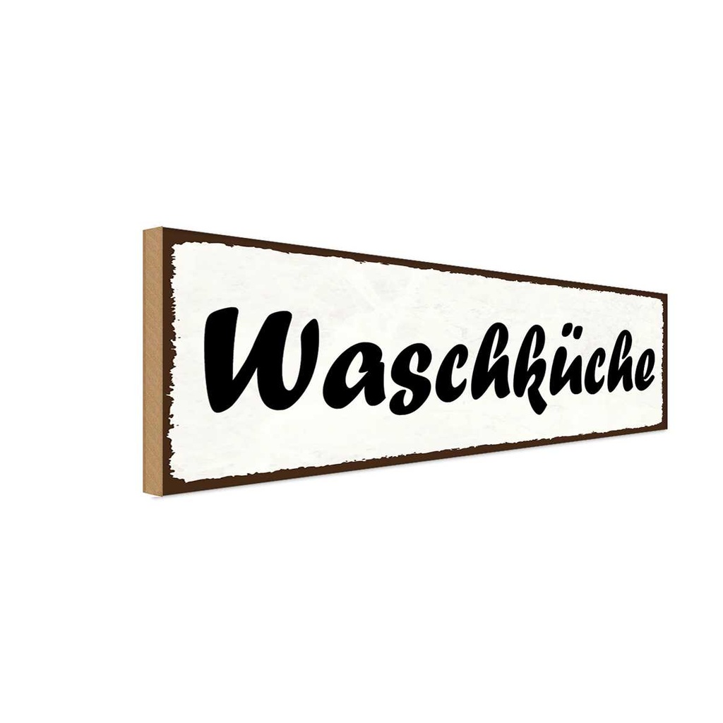 Holzschild 10x27 cm Waschküche Geschenk