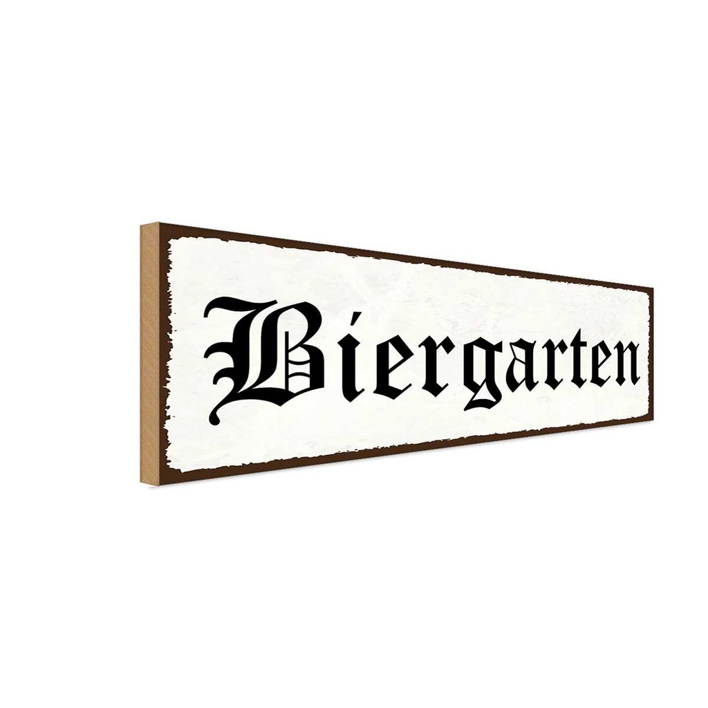 Holzschild 10x27 cm Alkohol Birgarten Essen Trinken