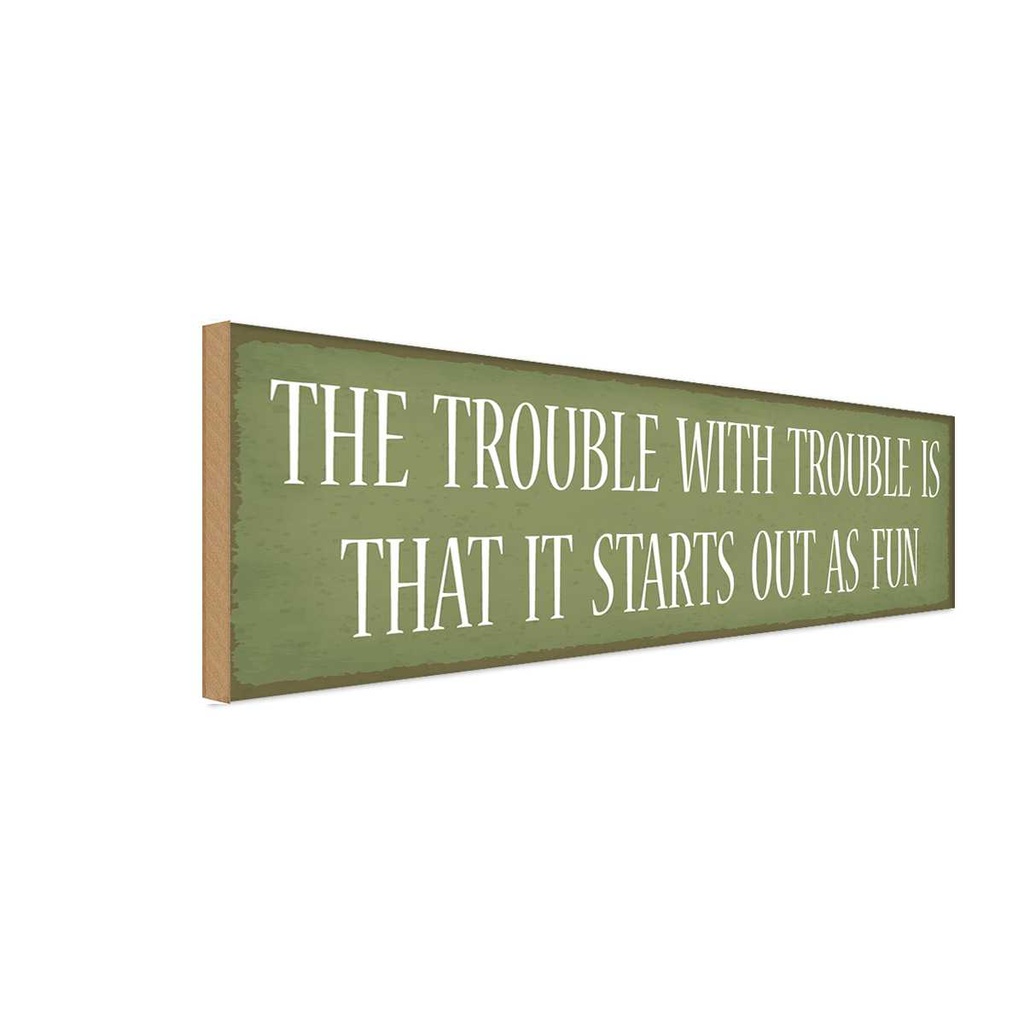 Holzschild 10x27 cm the trouble with is that Spruch Zitat